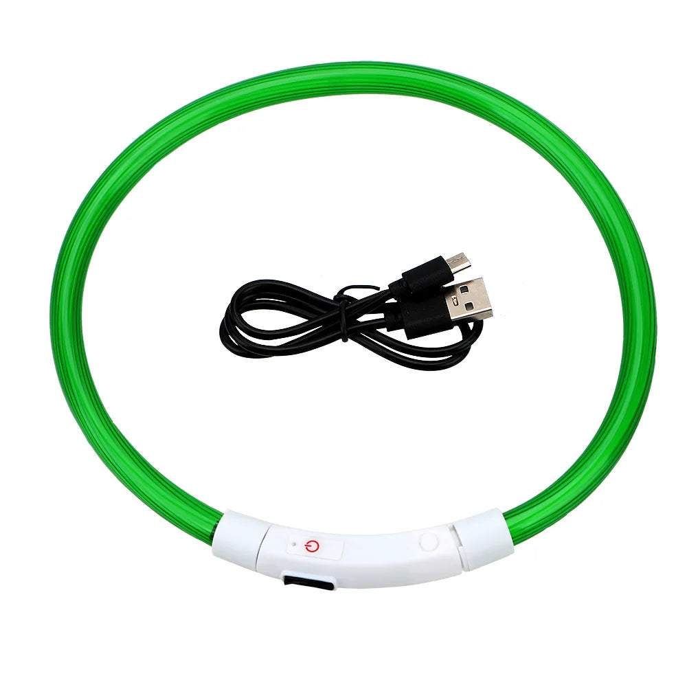 Collar LED Recargable para Perros – Luz de Seguridad para Paseos Nocturnos