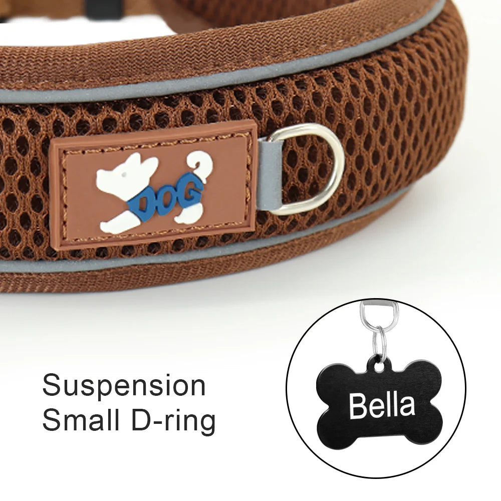 Collar Personalizado para Perros con Malla Transpirable y Detalles Reflectantes
