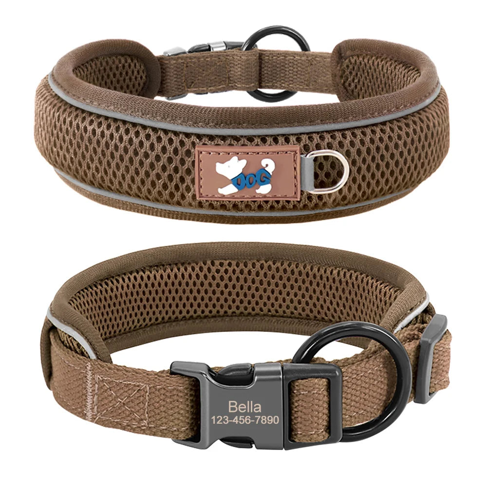 Collar Personalizado para Perros con Malla Transpirable y Detalles Reflectantes