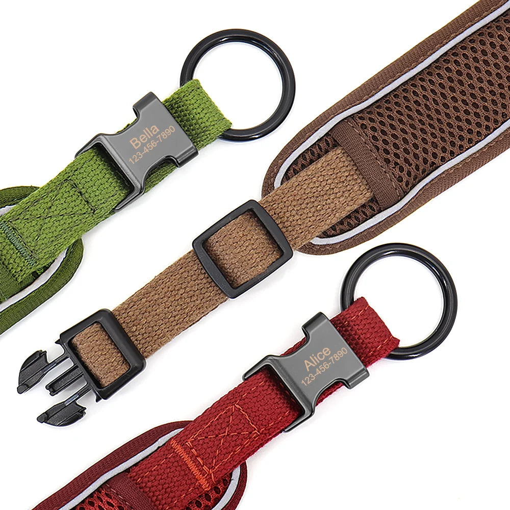 Collar Personalizado para Perros con Malla Transpirable y Detalles Reflectantes
