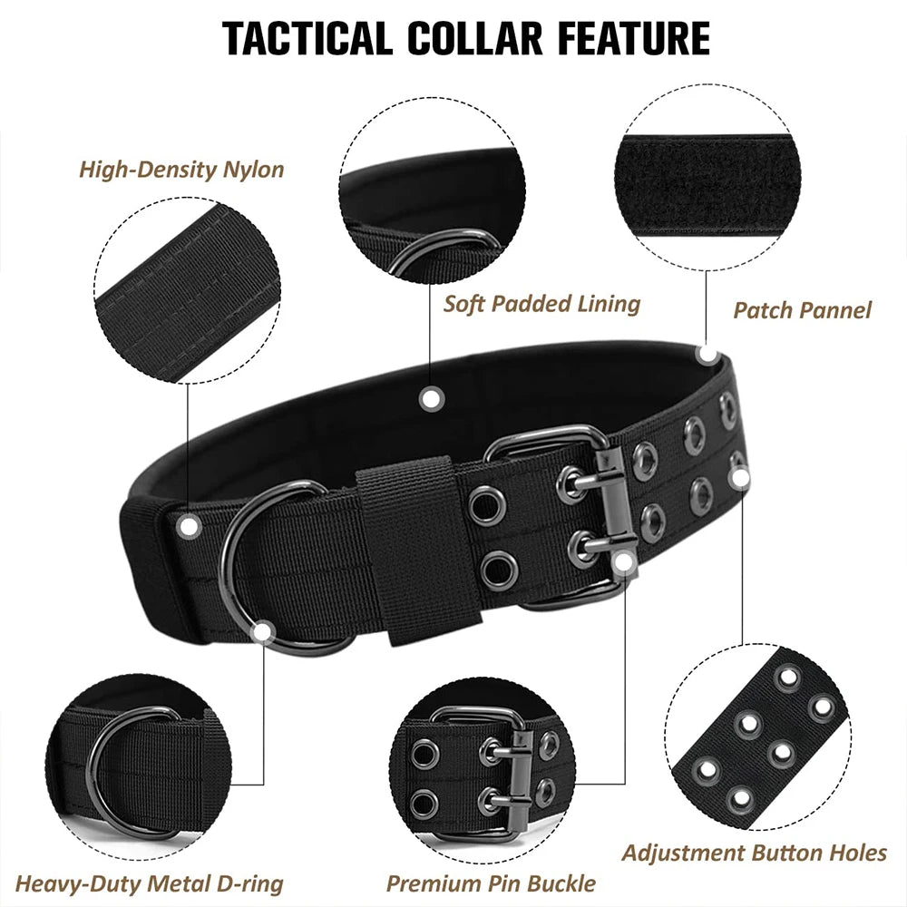 Collar Resistente de Nylon para Perros – Diseño Táctico para Paseos y Entrenamiento