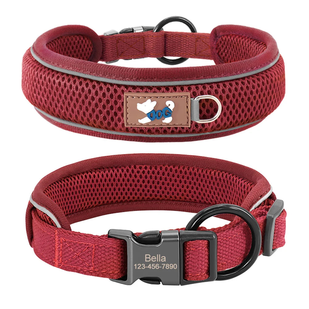 Collar Personalizado para Perros con Malla Transpirable y Detalles Reflectantes