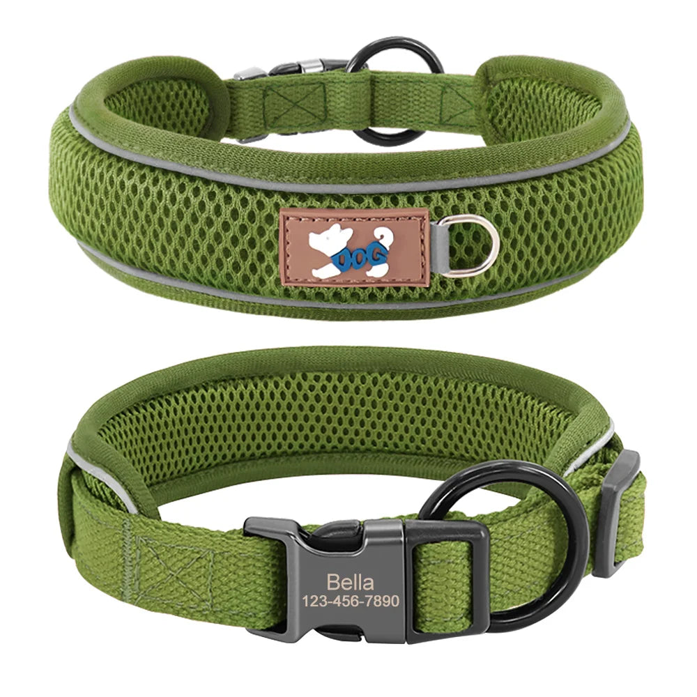 Collar Personalizado para Perros con Malla Transpirable y Detalles Reflectantes