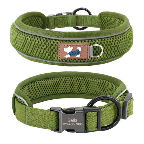 Collar Personalizado para Perros con Malla Transpirable y Detalles Reflectantes